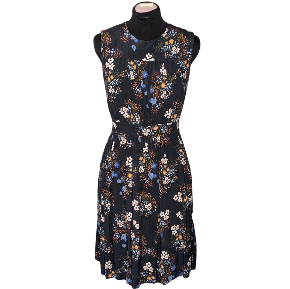 Ottod'Ame navy blue sleeveless floral dress 6
